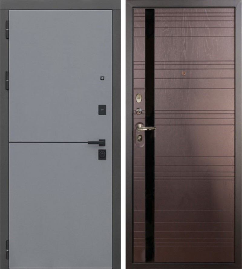 Изображение товара Входная дверь Lex Гранд Модерн 205x88см левый ясень шоколад софт графит