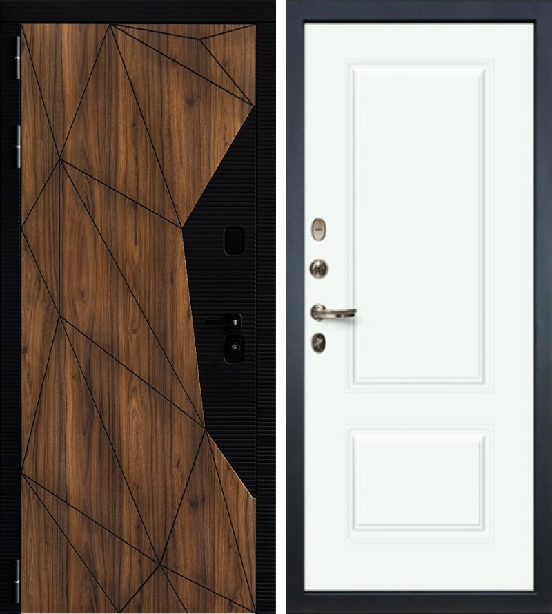 Изображение товара Входная дверь Lex Гранд Премьер 205x88см левый софт белый 55.1/орех коньен-коньяк