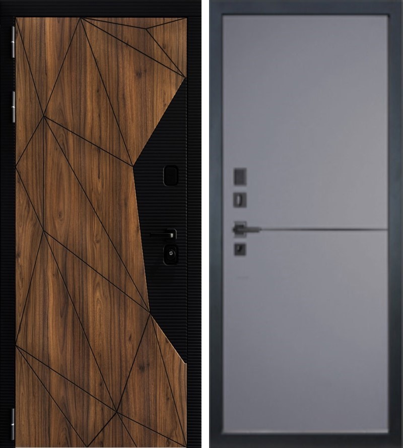 Изображение товара Входная дверь Lex Гранд Премьер 205x88см левый софт графит орех коньен-коньяк