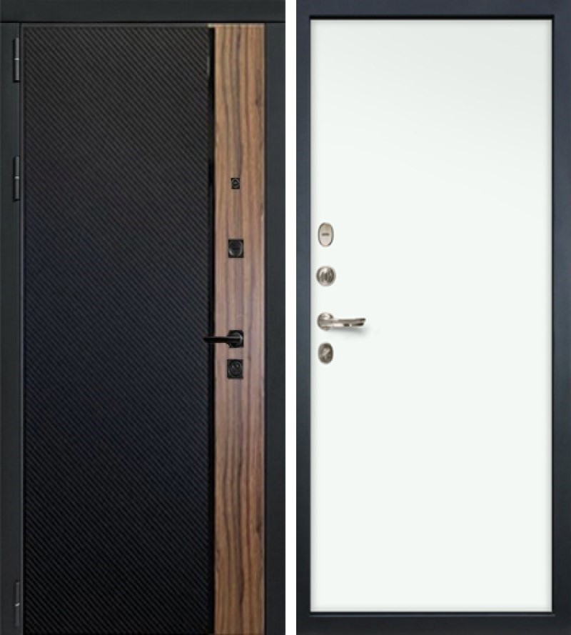 Изображение товара Входная дверь Lex Губернатор №33 205x88см левый белый 59/черный кварц и орех коньяк