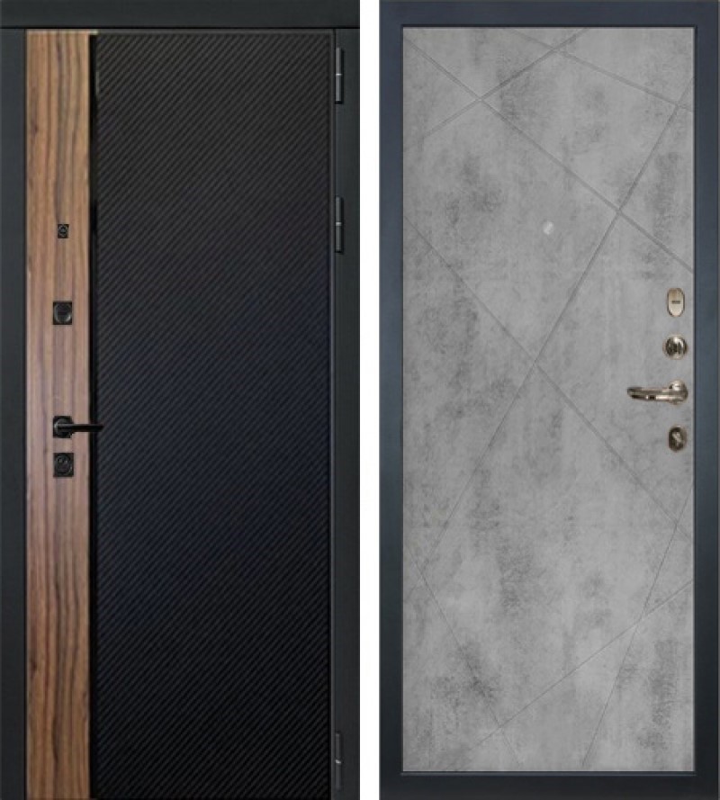 Изображение товара Входная дверь Lex Губернатор №33 205x96см правый бетон серый 104/черный кварц и орех коньяк
