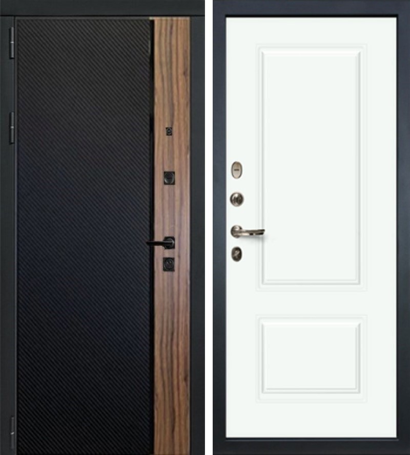 Изображение товара Входная дверь Lex Губернатор №33 205x88 см левый софт белый 55.1/черный кварц и орех коньяк