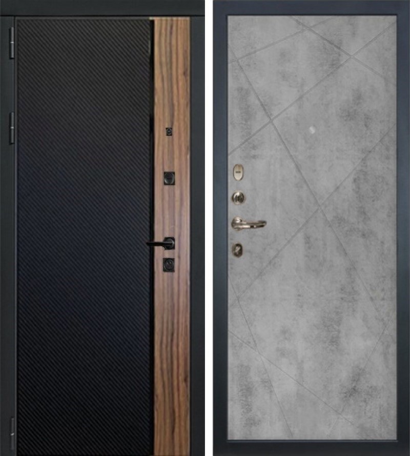 Изображение товара Входная дверь Lex Губернатор №33 205x96см левый бетон серый 104/черный кварц и орех коньяк