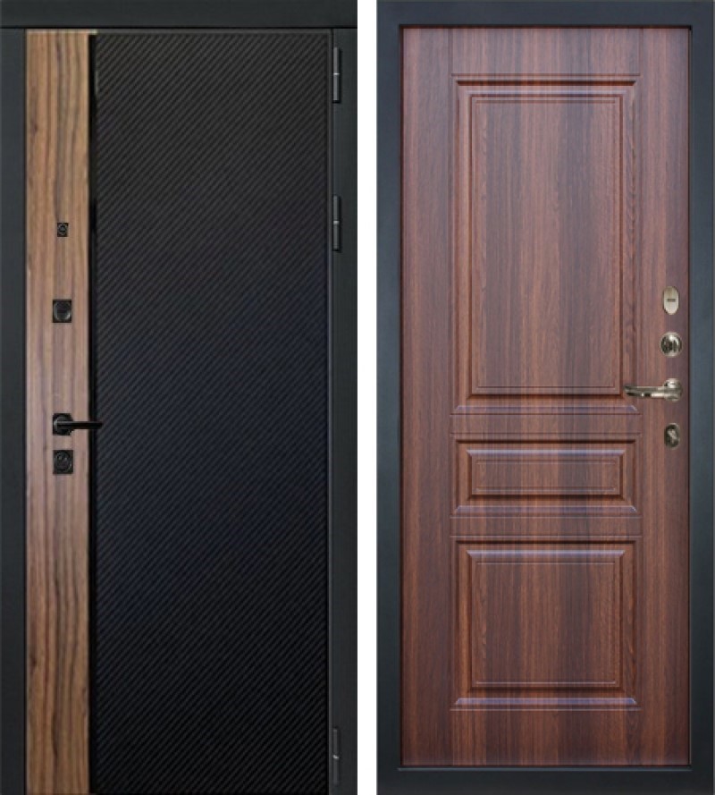 Изображение товара Входная дверь Lex Губернатор №33 205x96см правый дуб коньяк 108/черный кварц и орех коньяк