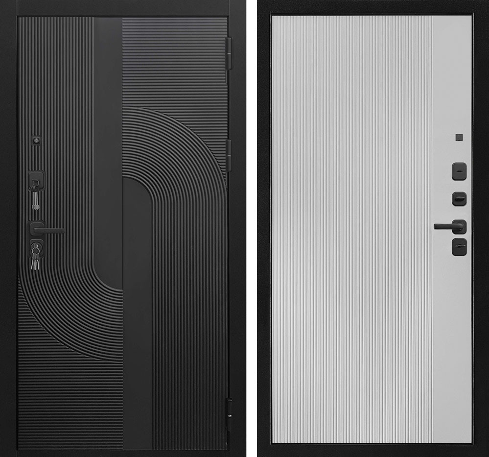 Изображение товара Входная дверь ДВЕРИ РЕГИОНОВ Орбита 3К Черная Мягкая Шагрень