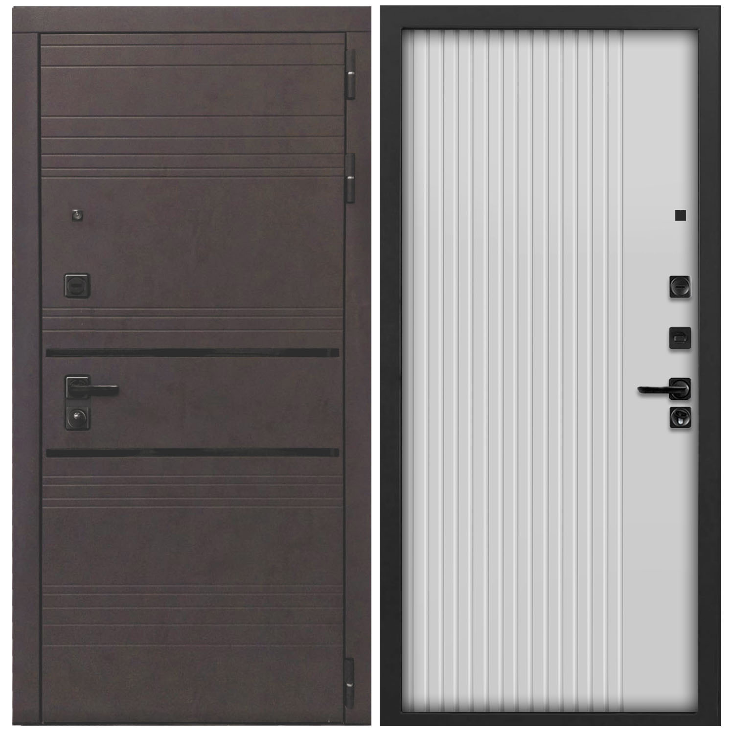 Изображение товара Входная дверь Дверипро L-43 левый 205x86см цвет бетон графит/черный ФЛ-790 бьянко