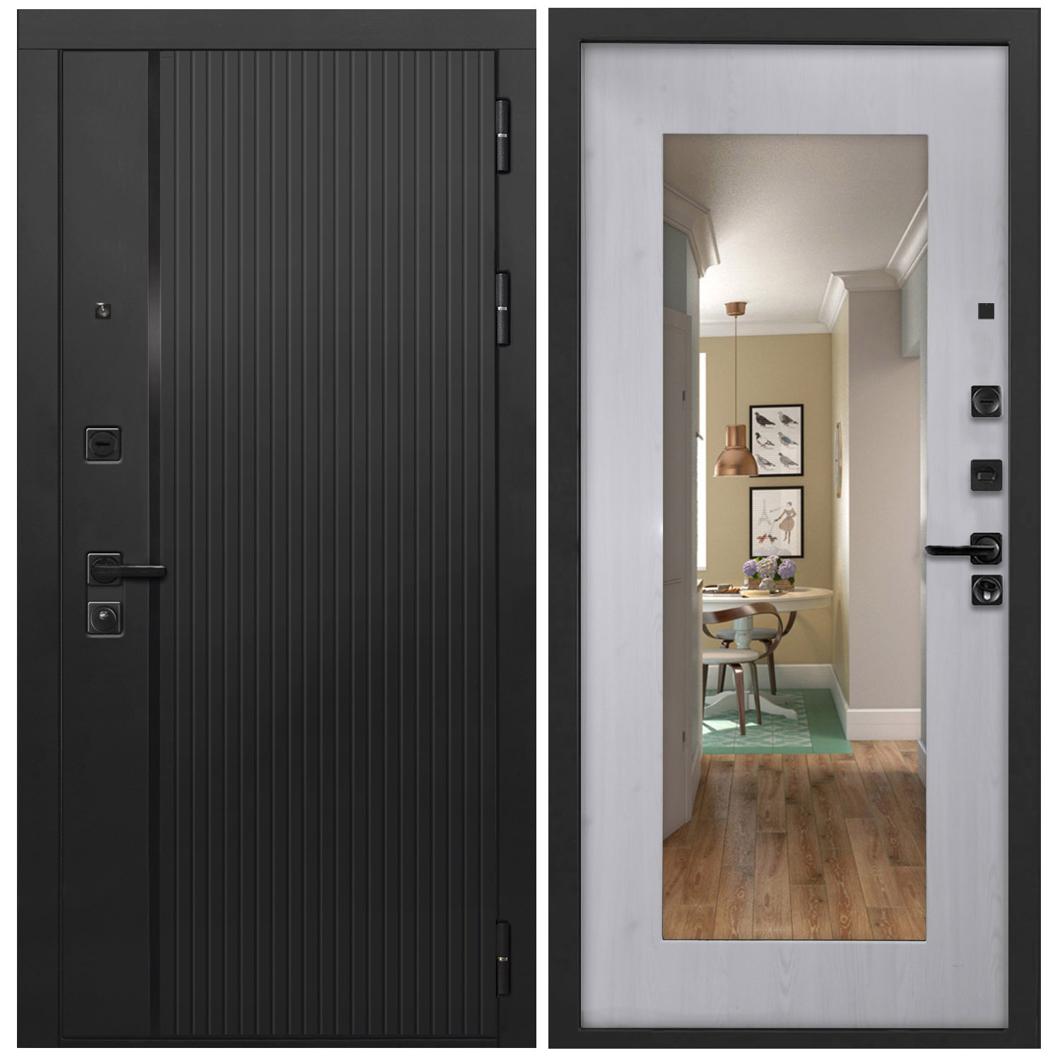 Изображение товара Входная дверь Дверипро L-45 205x86см правый цвет сосна прованс/черный кварц зеркало Изображение товара Входная дверь Дверипро L-45 205x86см правый цвет сосна прованс/черный кварц зеркало