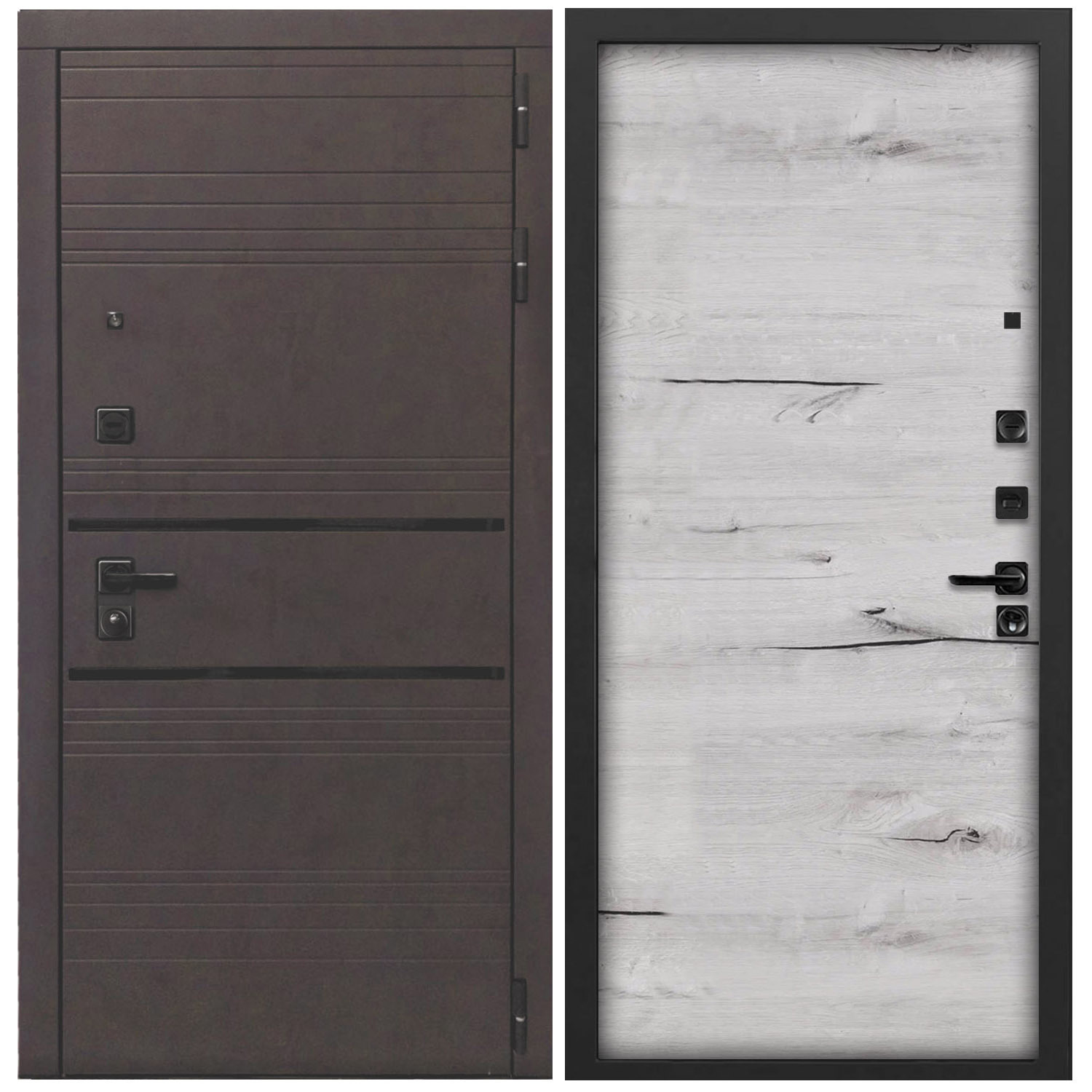 Изображение товара Входная дверь Дверипро L-43 правый 205x96 см бетон графит/дуб арктик