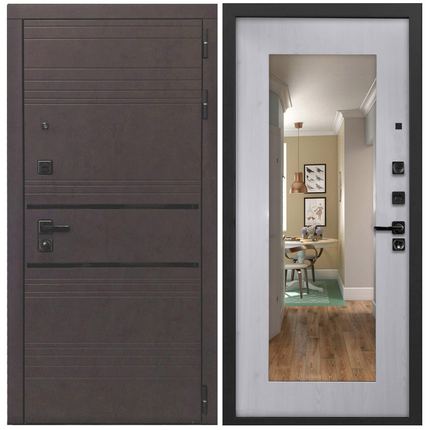 Изображение товара Входная дверь ДВЕРИПРО L-43, 205x96 см, левый, сосна прованс/бетон графит