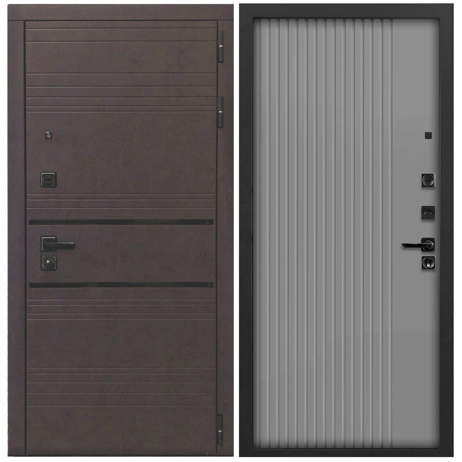 Изображение товара Входная дверь Дверипро L-43 правый 205x96см цвет бетон графит/черный ФЛ-790 гриджио