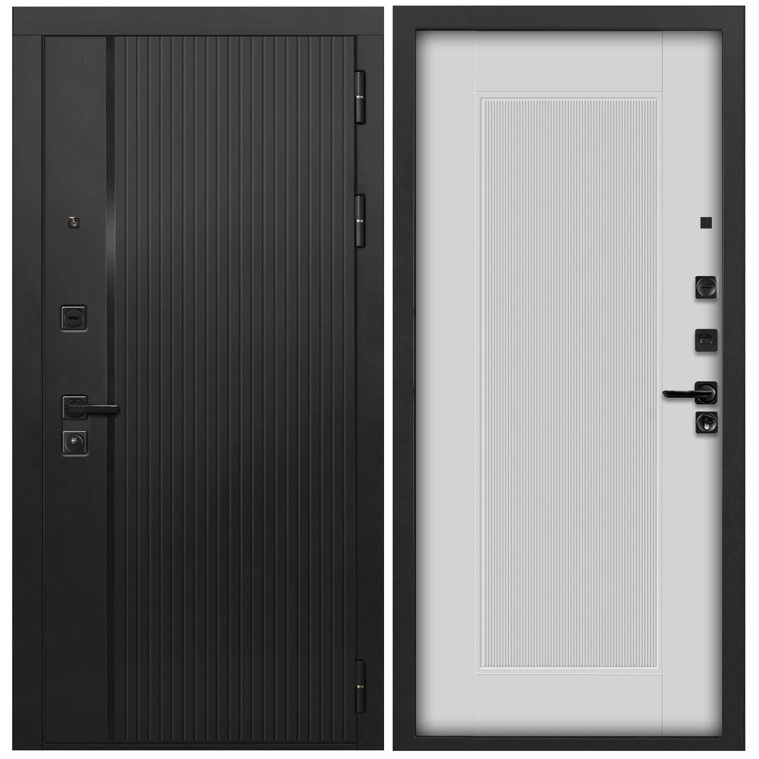 Изображение товара Входная дверь Дверипро L-45 левый 205x96см цвет черный кварц/бьянко