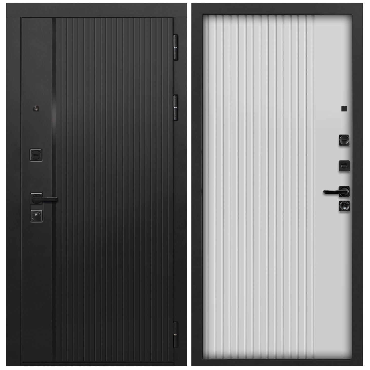 Изображение товара Входная дверь Дверипро L-45 левый 205x96 см черный кварц с броненакладкой