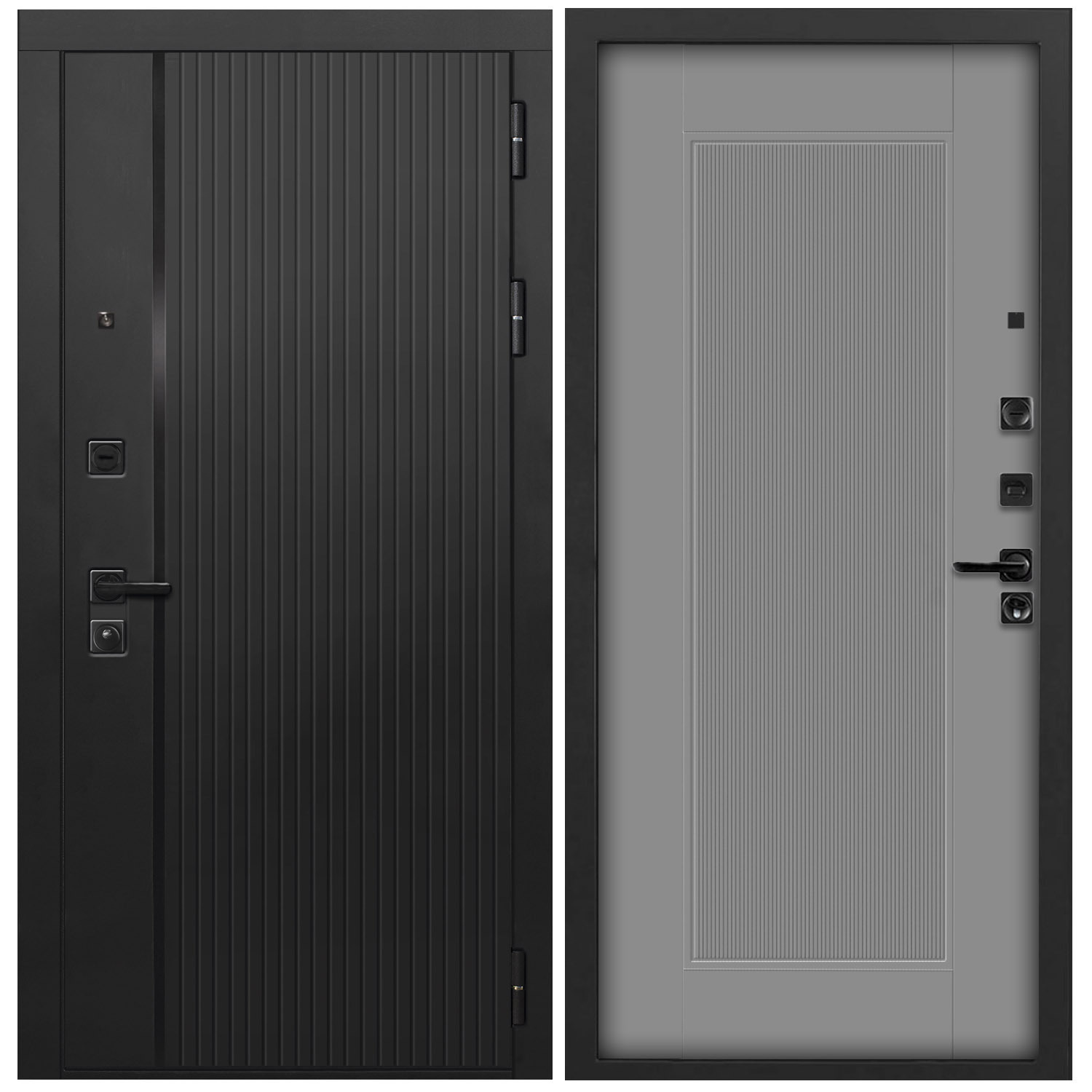 Изображение товара Входная дверь ДВЕРИПРО L-45 правая 205x96 см черный кварц/гриджио