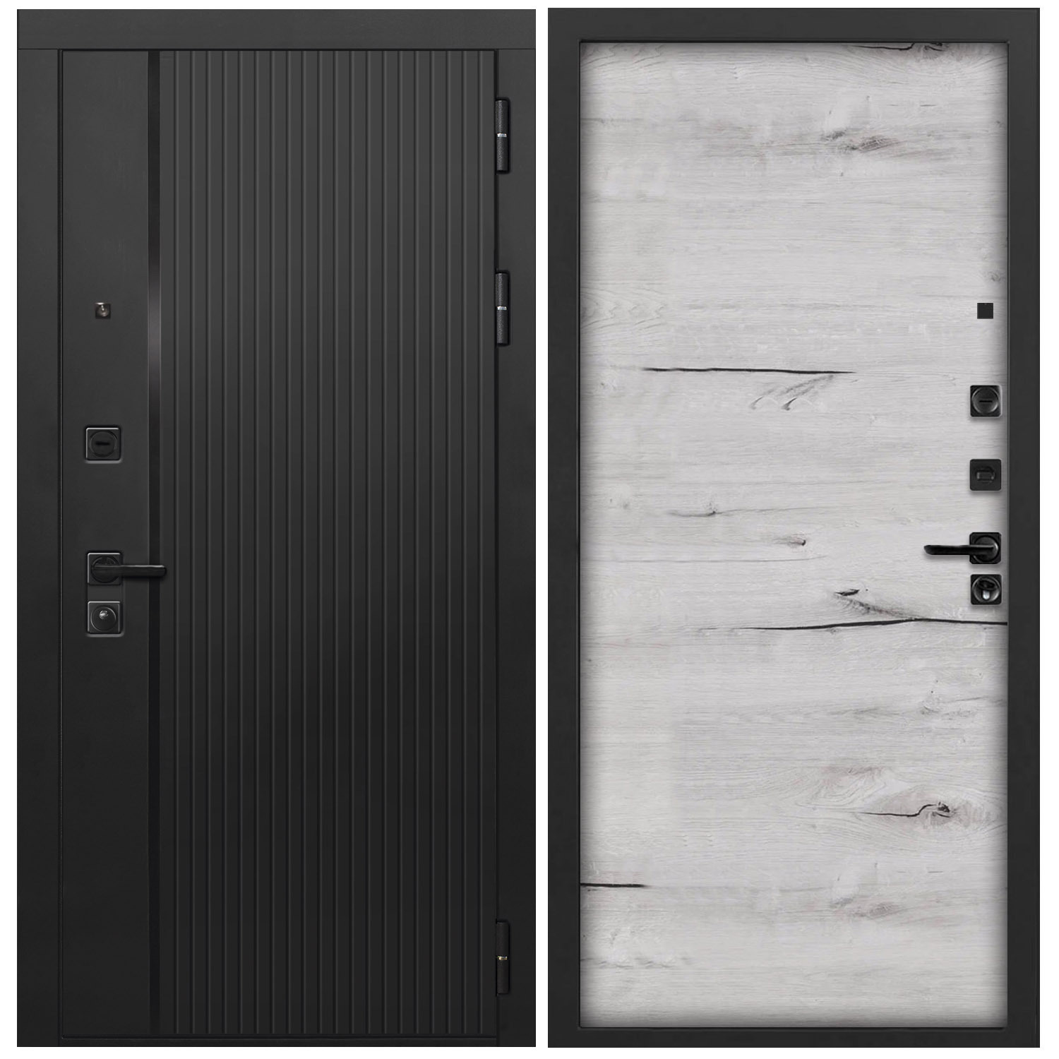 Изображение товара Входная дверь Дверипро L-45 левый 205x96см цвет черный кварц/дуб арктик