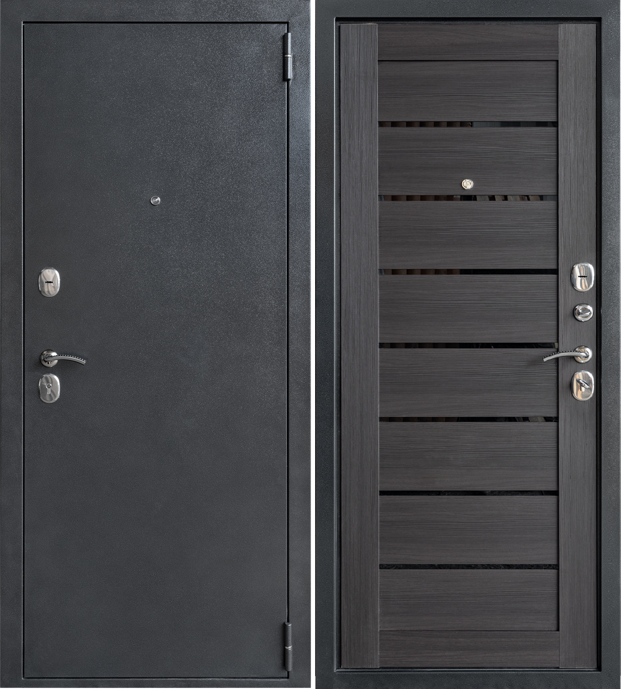 Изображение товара Входная дверь ДВЕРНОЙ КОНТИНЕНТ Царга В 205x96 см Антик серебристый/Венге