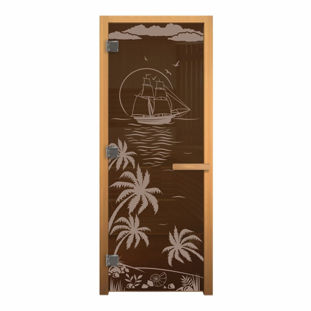 Изображение товара Стеклянная дверь для сауны Везувий Лагуна 190x70 см бронзовая