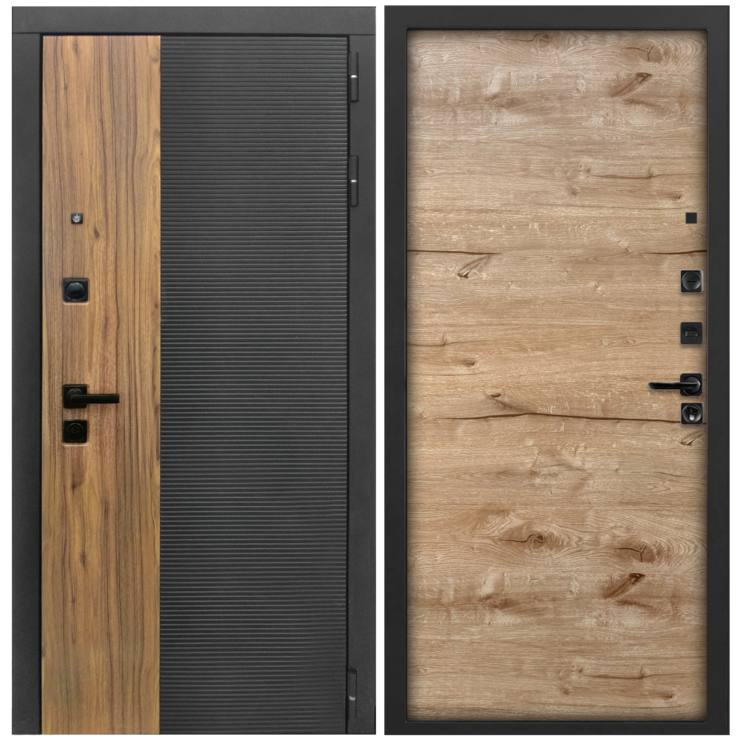 Изображение товара Входная дверь Дверипро L-46 левый 205x86см черный кварц орех дуб Пацифик Тепло и взломостойкая