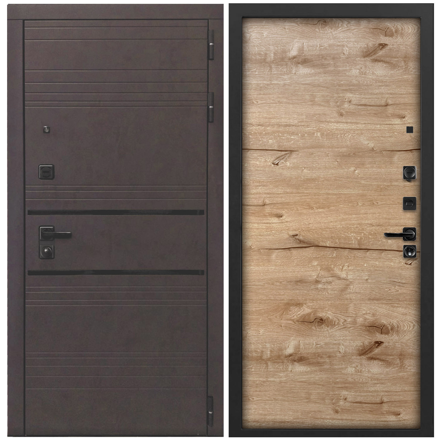 Изображение товара Входная дверь Дверипро L-43 левая 205x96 см бетон графит дуб пацифик
