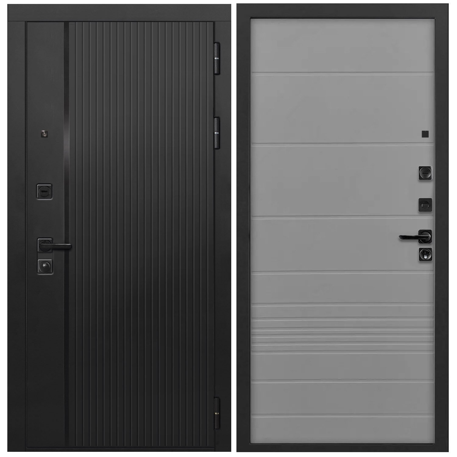 Изображение товара Входная дверь Дверипро L-45 правый 205x96см черный кварц/ясень грей