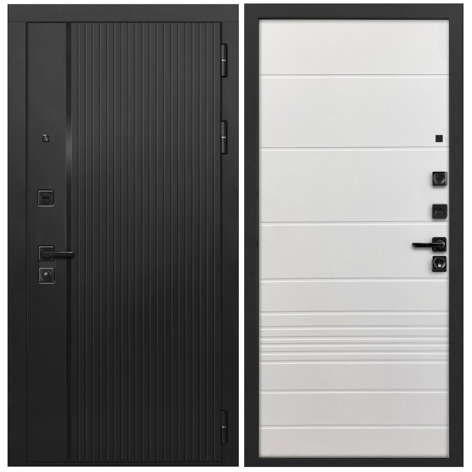 Изображение товара Входная дверь Дверипро L-45 205х96см Черный Кварц Ясень Белый