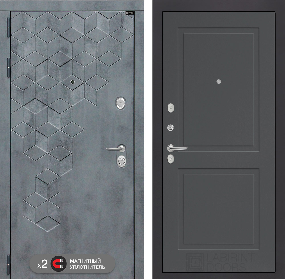 Изображение товара Входная дверь Лабиринт Бетон П11 левый 205x96см цвет бетон темный/графит софт