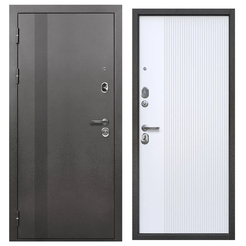 Изображение товара Входная дверь Diva Foreman Т левый 210x96см цвет антик серебро/эмалит белый