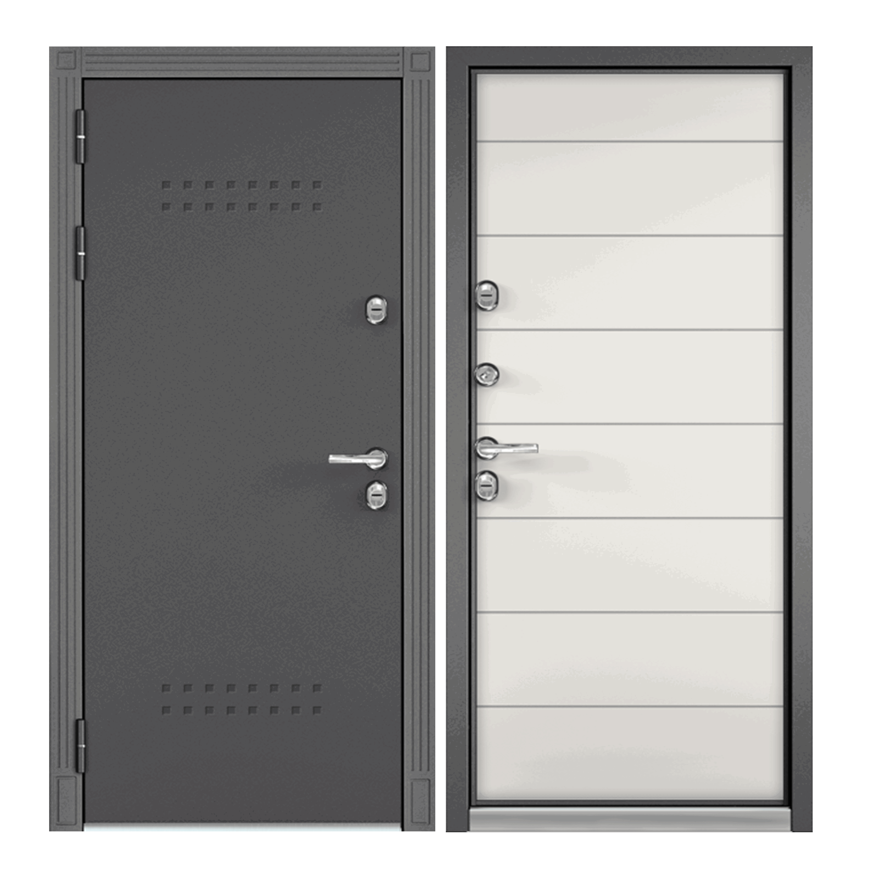 Изображение товара Входная дверь Mastino Village Optimal 205x88 см черный/белый, 2 замка, 3 класс защиты