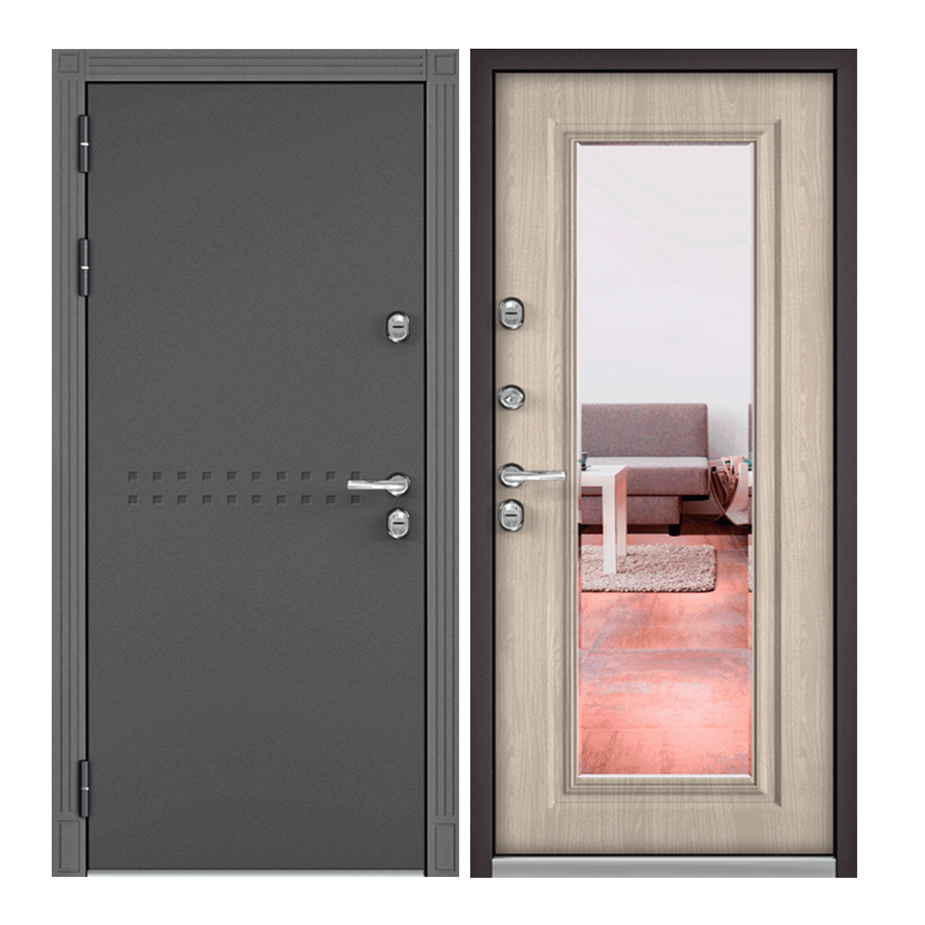 Изображение товара Входная дверь Mastino Village Optimal левый 205x88см цвет черный/коричневый с зеркалом