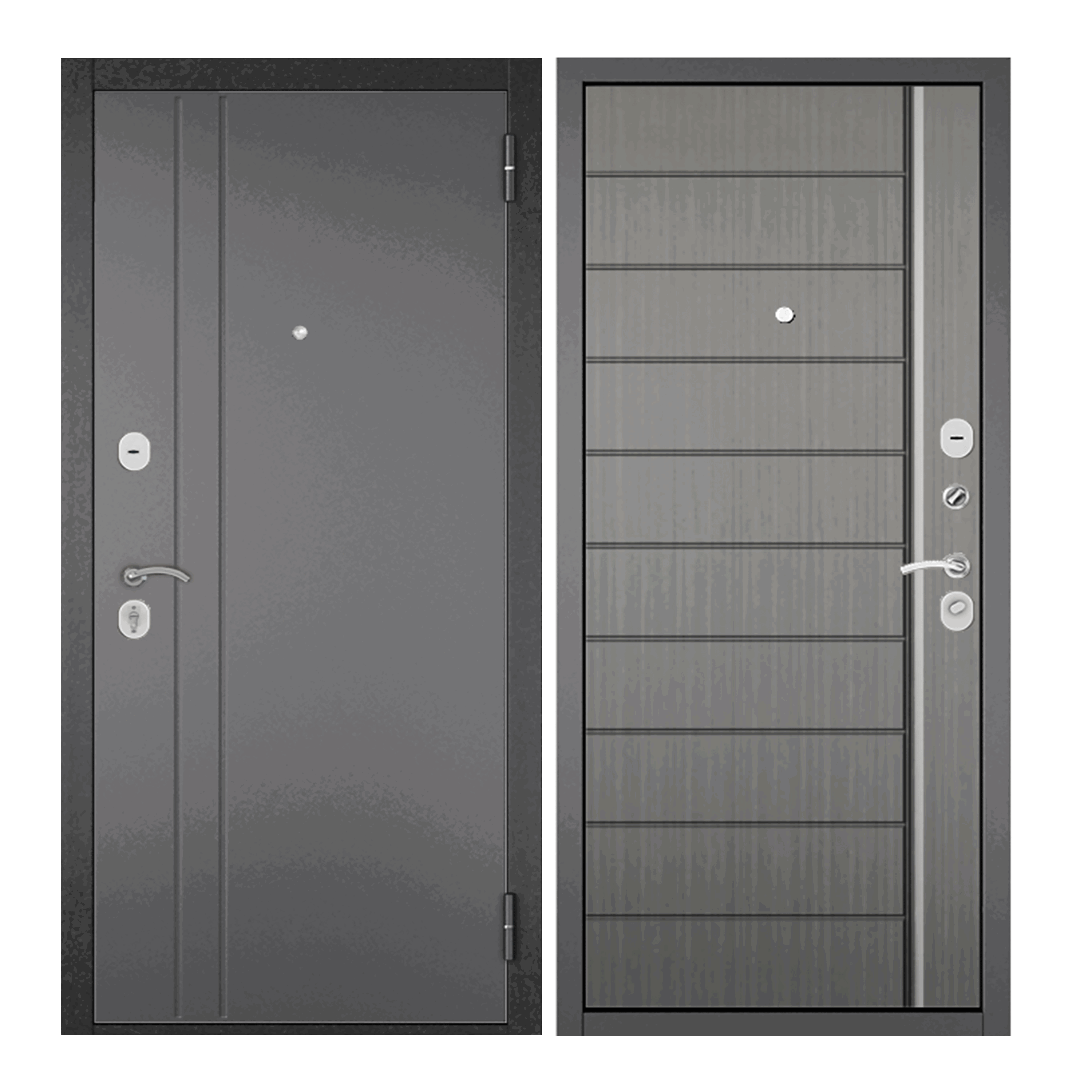 Изображение товара Входная дверь Mastino Apartment правый 205x86см цвет черный/серый без зеркала Изображение товара Входная дверь Mastino Apartment правый 205x86см цвет черный/серый без зеркала