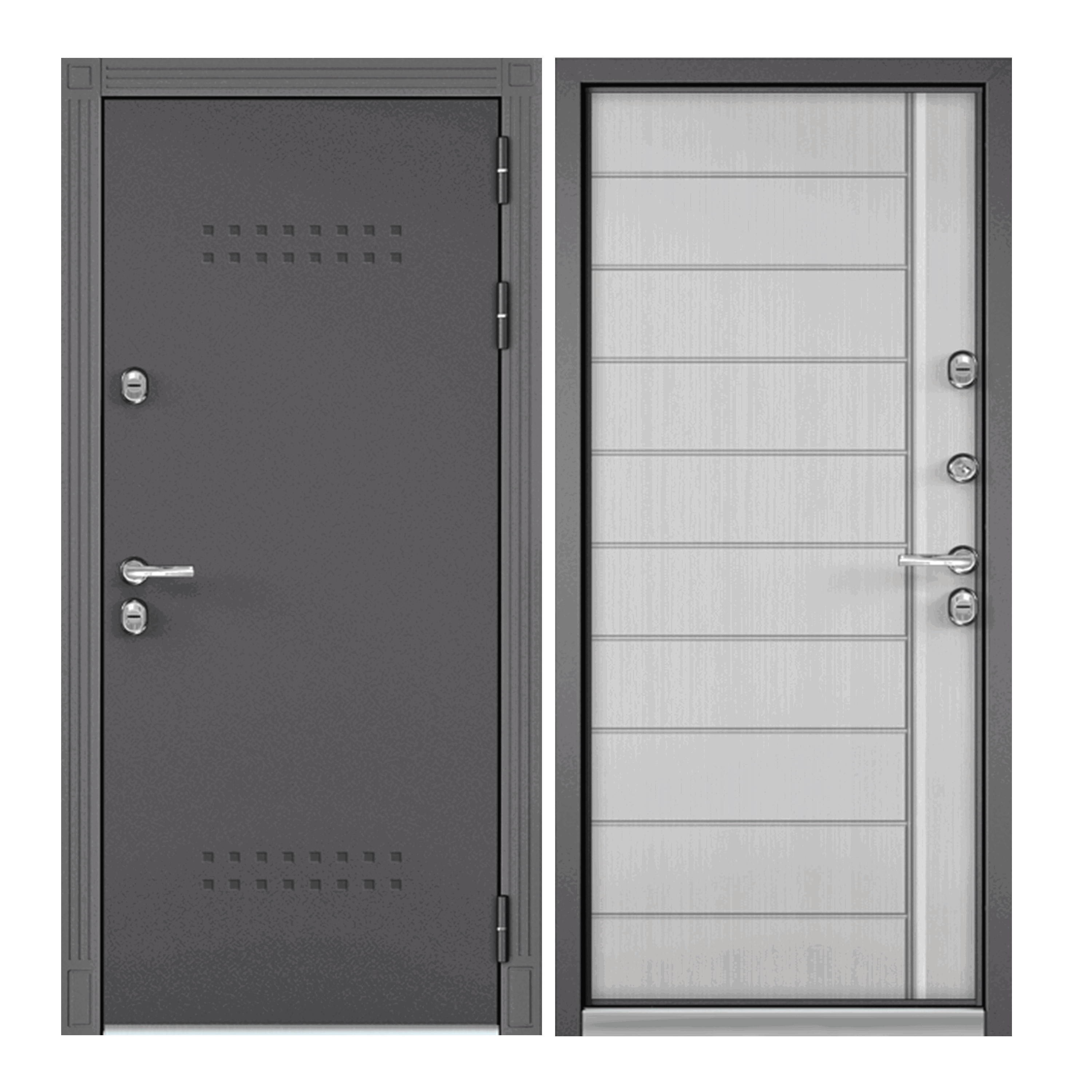 Изображение товара Входная дверь Mastino Village Optimal правый 205x95см цвет черный/серый без зеркала
