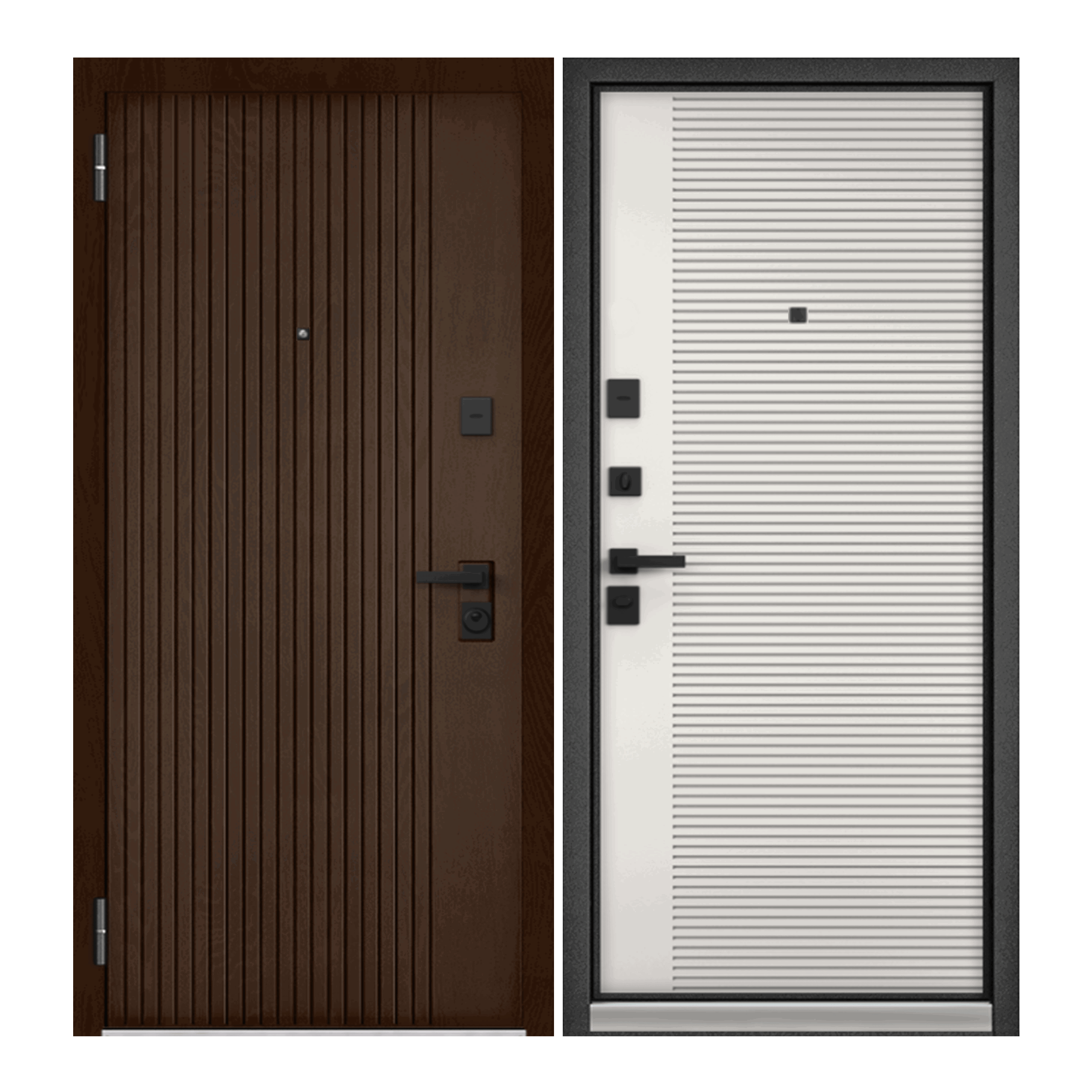 Изображение товара Входная дверь Mastino LOFT 205x86 см коричневый/белый с двумя замками