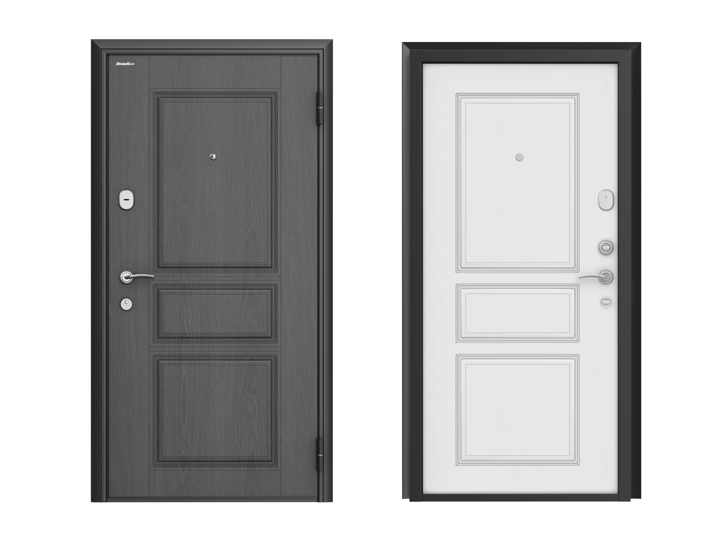 Изображение товара Входная дверь Doorhan Премиум New правый 205x88см цвет дуб графит/дуб Белый Классика