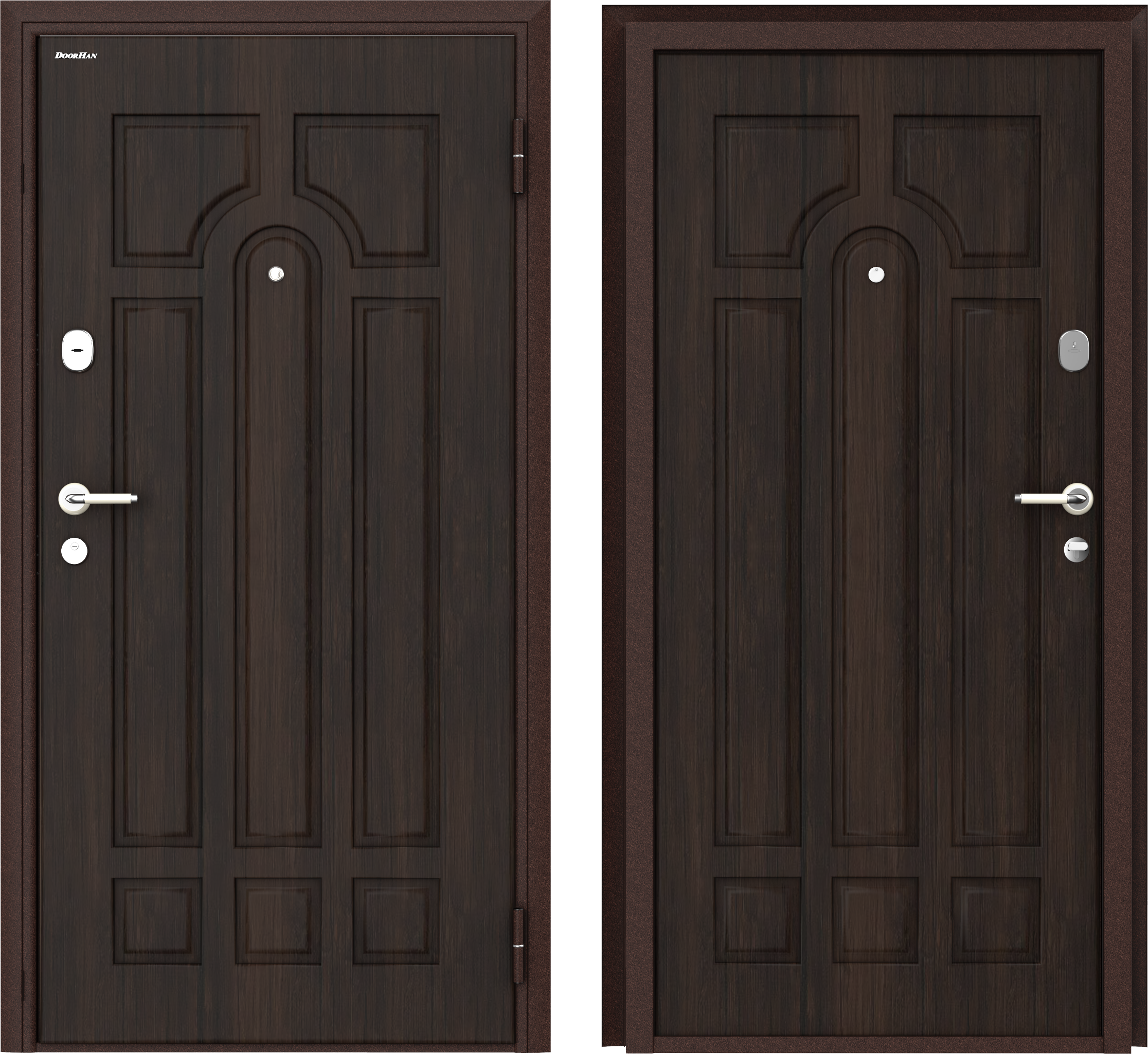 Изображение товара Входная дверь Doorhan Премиум правый 205x88см цвет антик медь/тиковое дерево аполлон