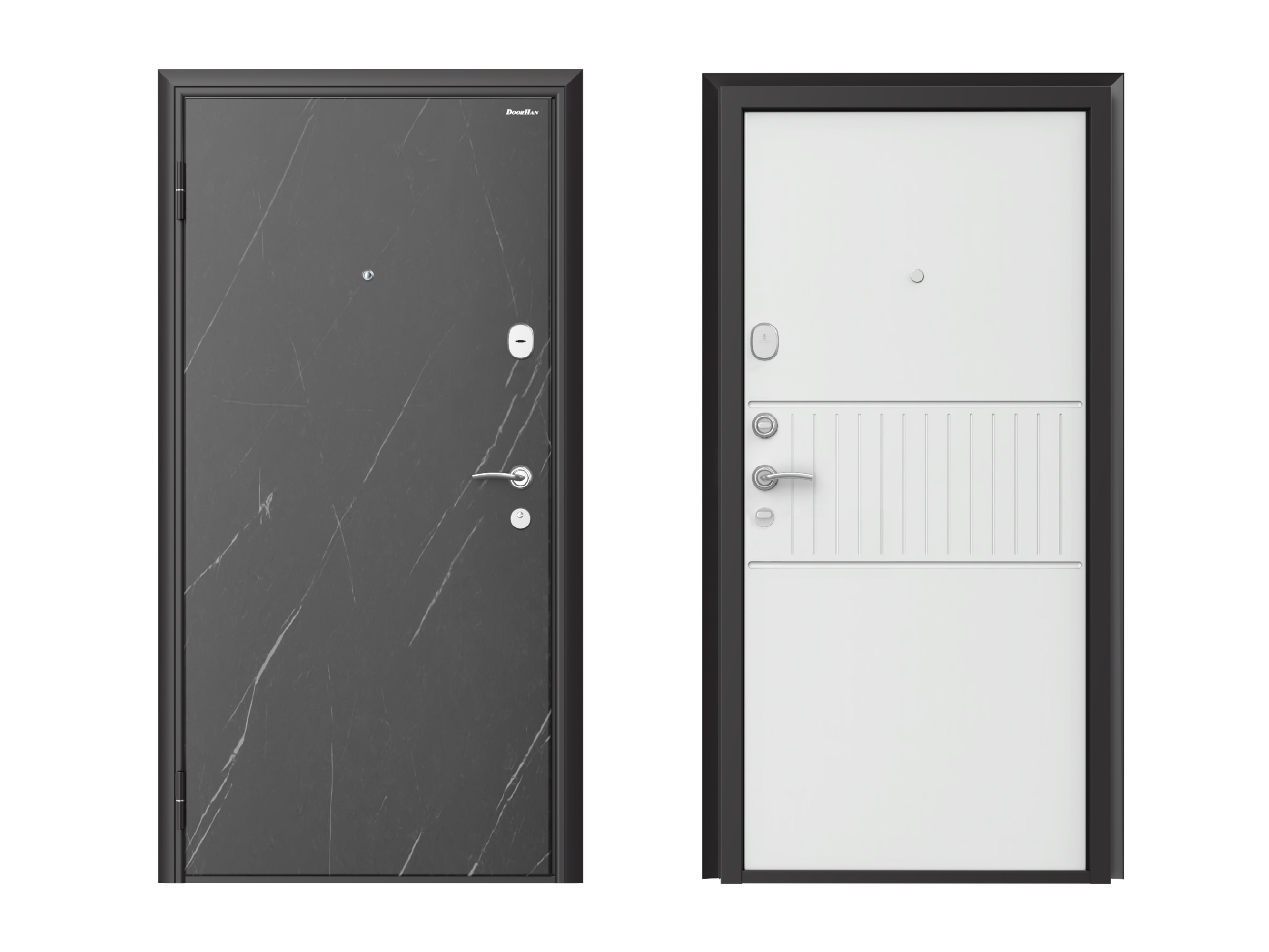 Изображение товара Входная дверь Doorhan Премиум New левый 205x88см цвет гранит лава/софт белый рим