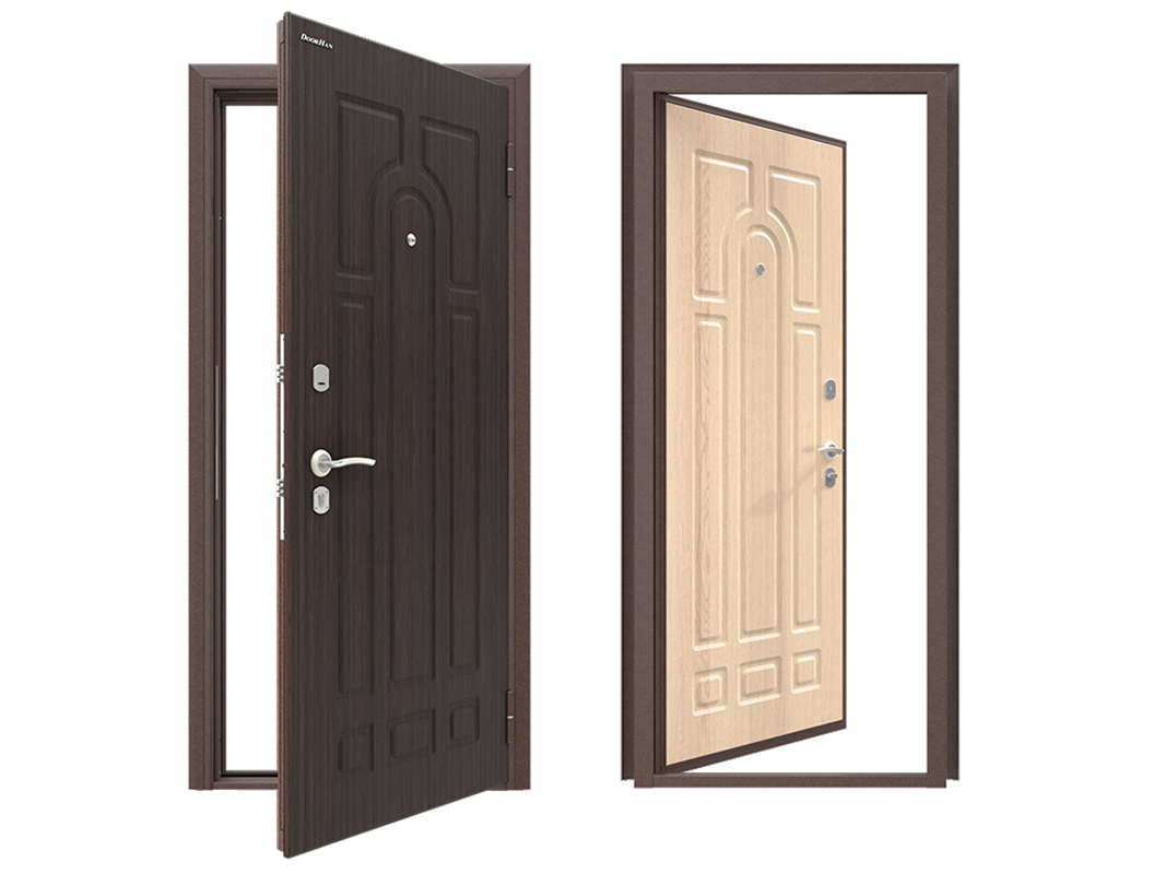 Изображение товара Входная дверь Doorhan Оптим правый 205x98см цвет антик медь венге/беленый дуб аполлон