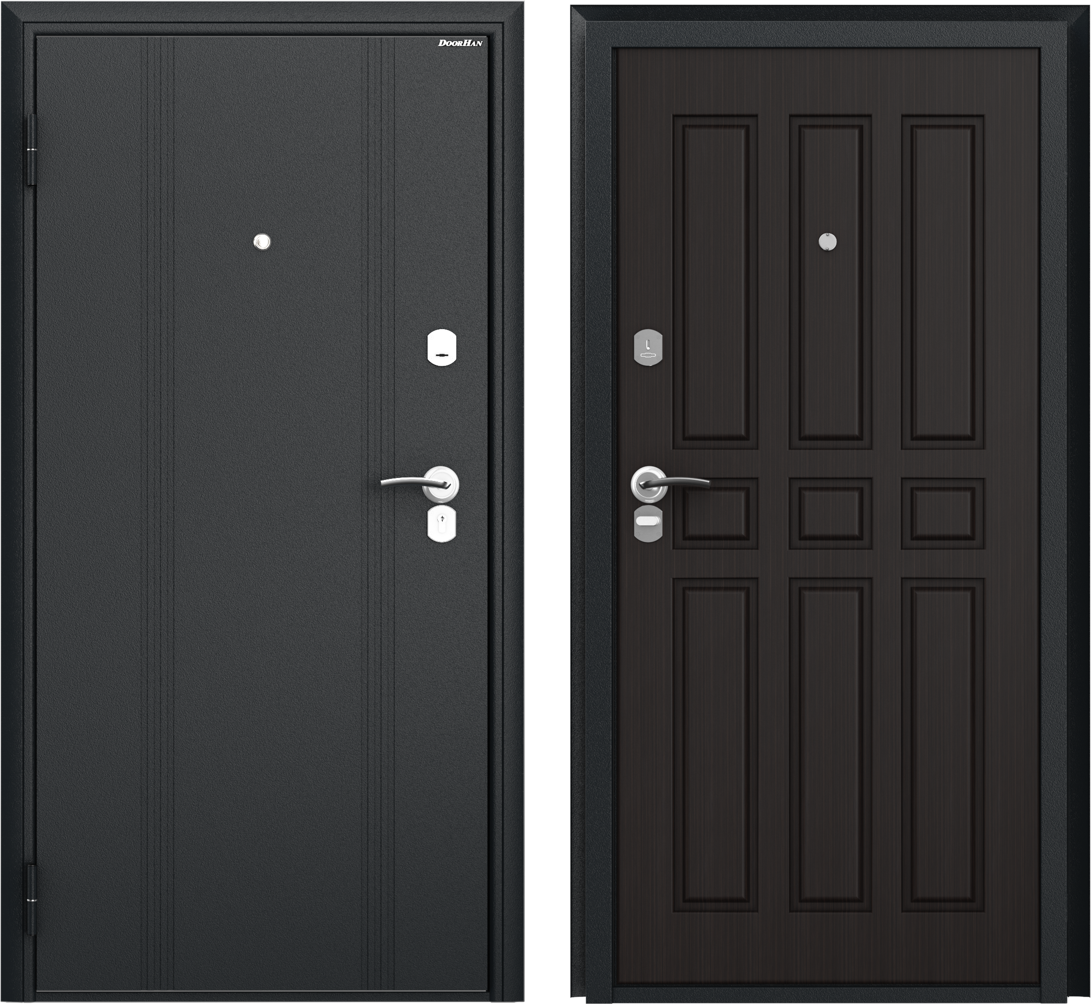 Изображение товара Входная дверь Doorhan Оптим левый 205x88см цвет серый букле/венге бастион