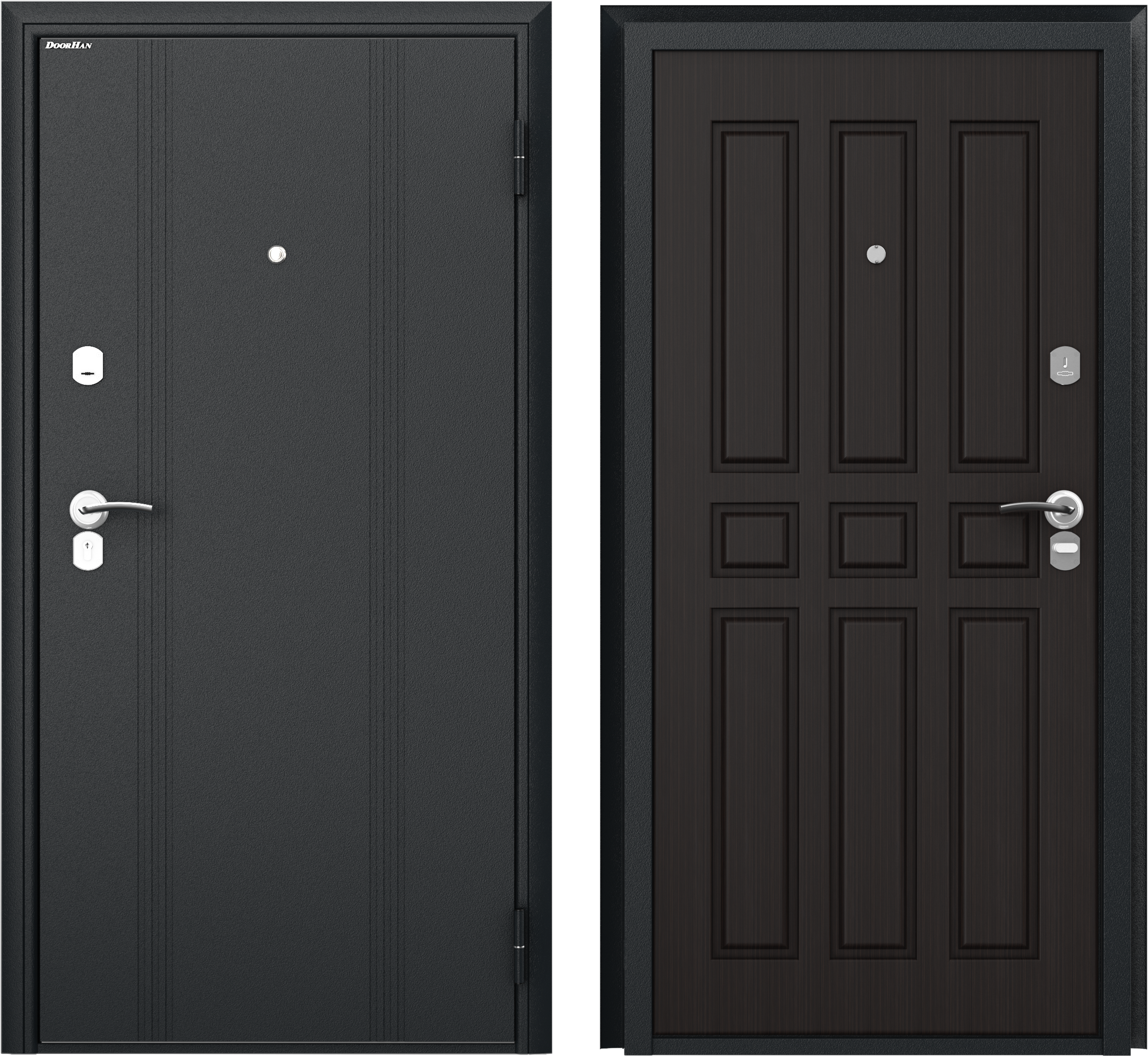 Изображение товара Входная дверь Doorhan Оптим правый 205x98см цвет серый букле/венге бастион