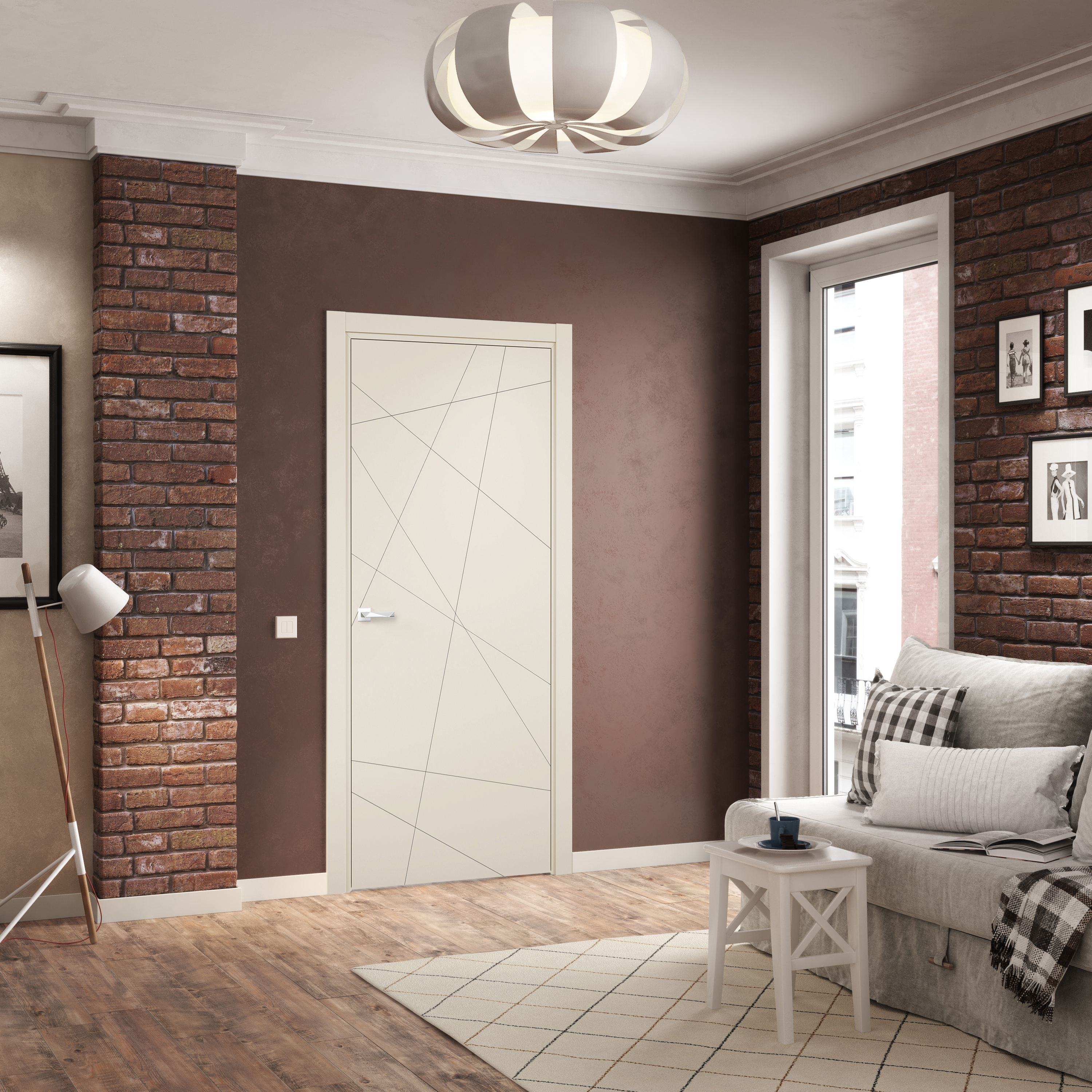 Изображение товара Дверь межкомнатная Loyard Севилья 26 глухая 200x80см пленка ПВХ цвет софт панакота без замка и петель