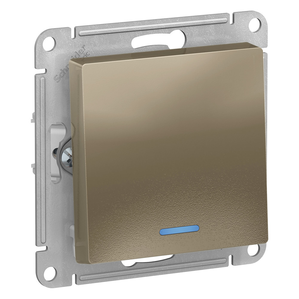 Изображение товара Выключатель встраиваемый Systeme Electric AtlasDesign ATN000513 1 клавиша с подсветкой цвет шампань