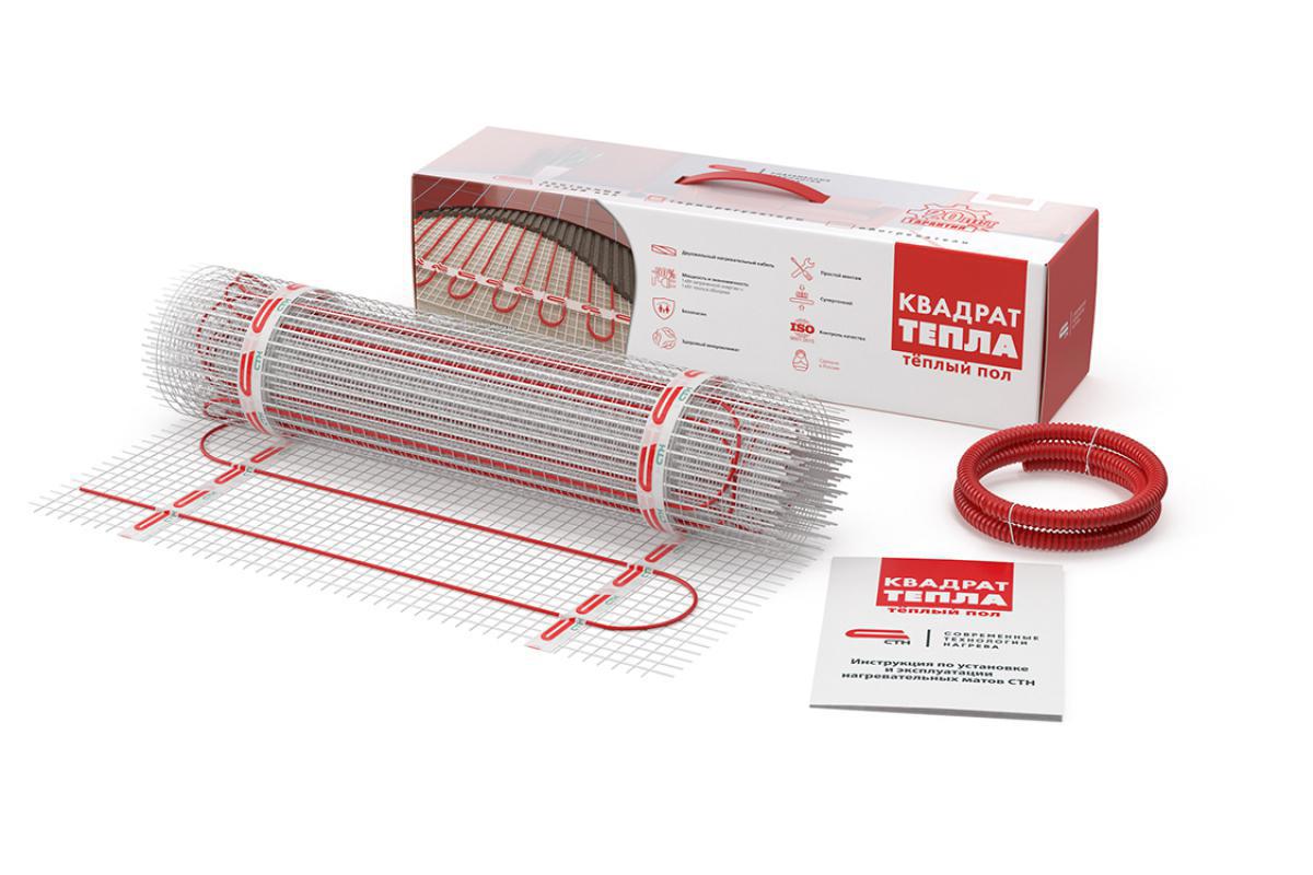 Изображение товара Нагревательный мат для теплого пола СТН Квадрат тепла КМ 4.5 м² 675 Вт, монтаж без заливки