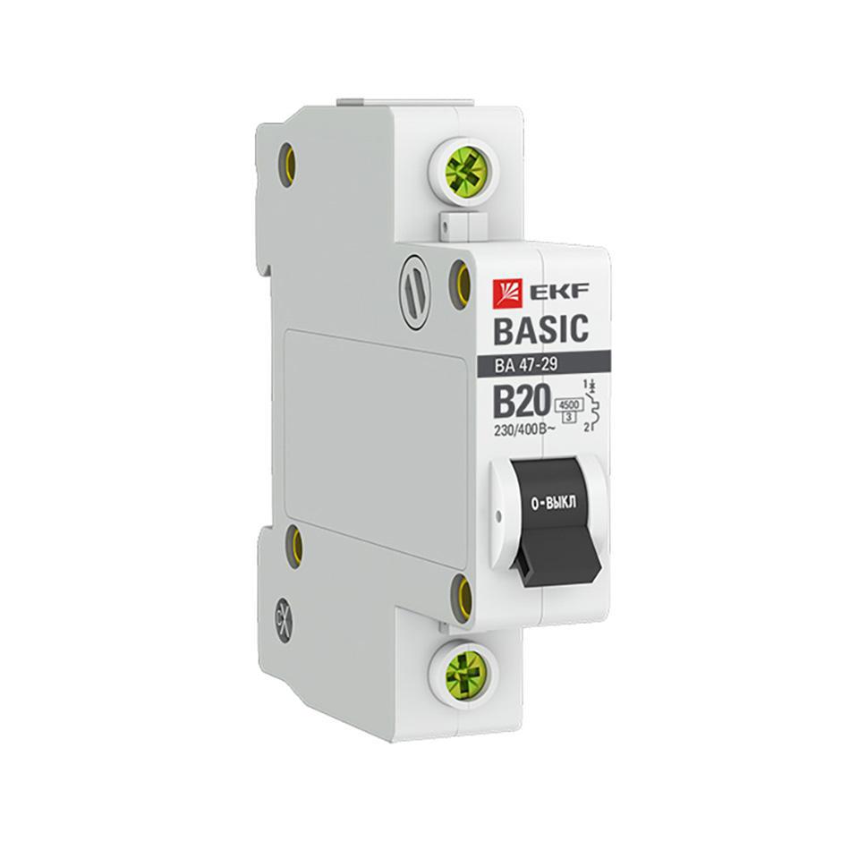 Изображение товара Автоматический выключатель EKF Basic BA47-29 1P B20 A 4.5 kA
