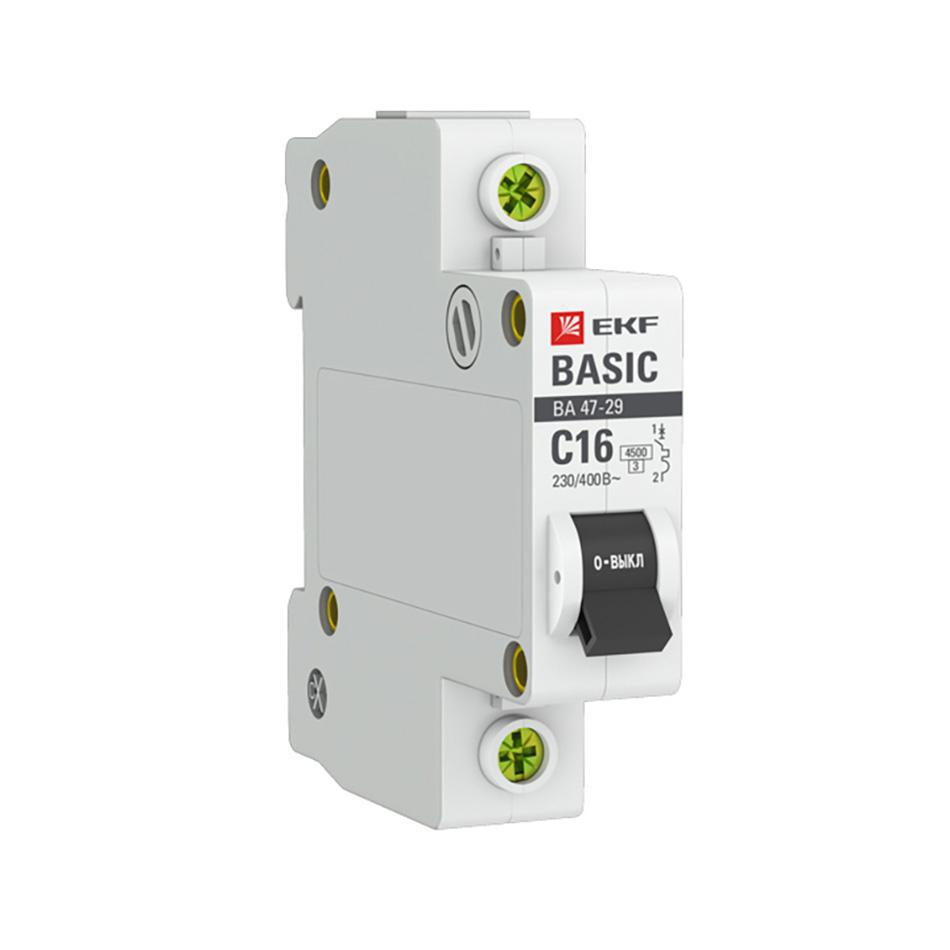 Изображение товара Выключатель автоматический EKF Basic mcb4729-1-16C 1Р 230В 16А