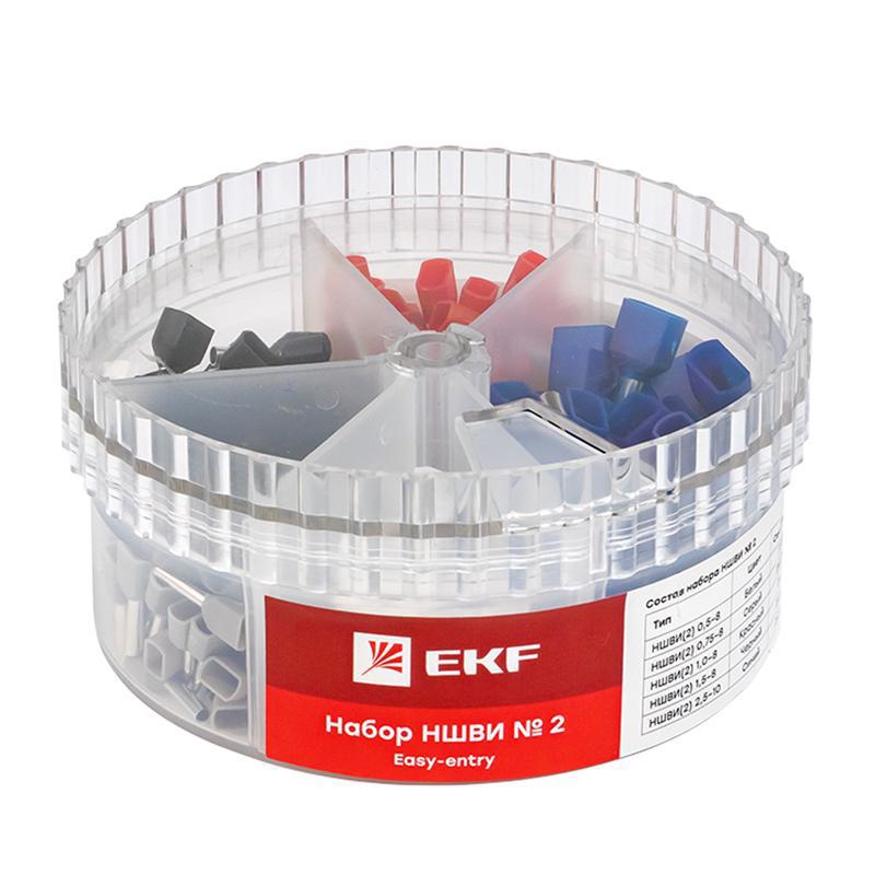 Изображение товара Набор штыревых втулочных изолированных наконечников НШВИ2 №2 0.5 2.5 мм 250 шт EKF