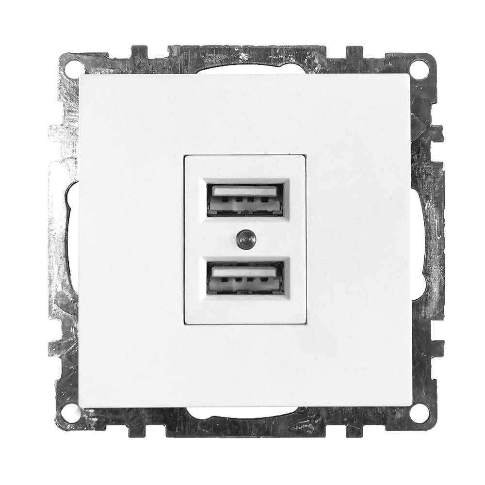 Изображение товара Розетка USB 2-местная накладная Stekker Катрин GLS10-7115-01, цвет белый