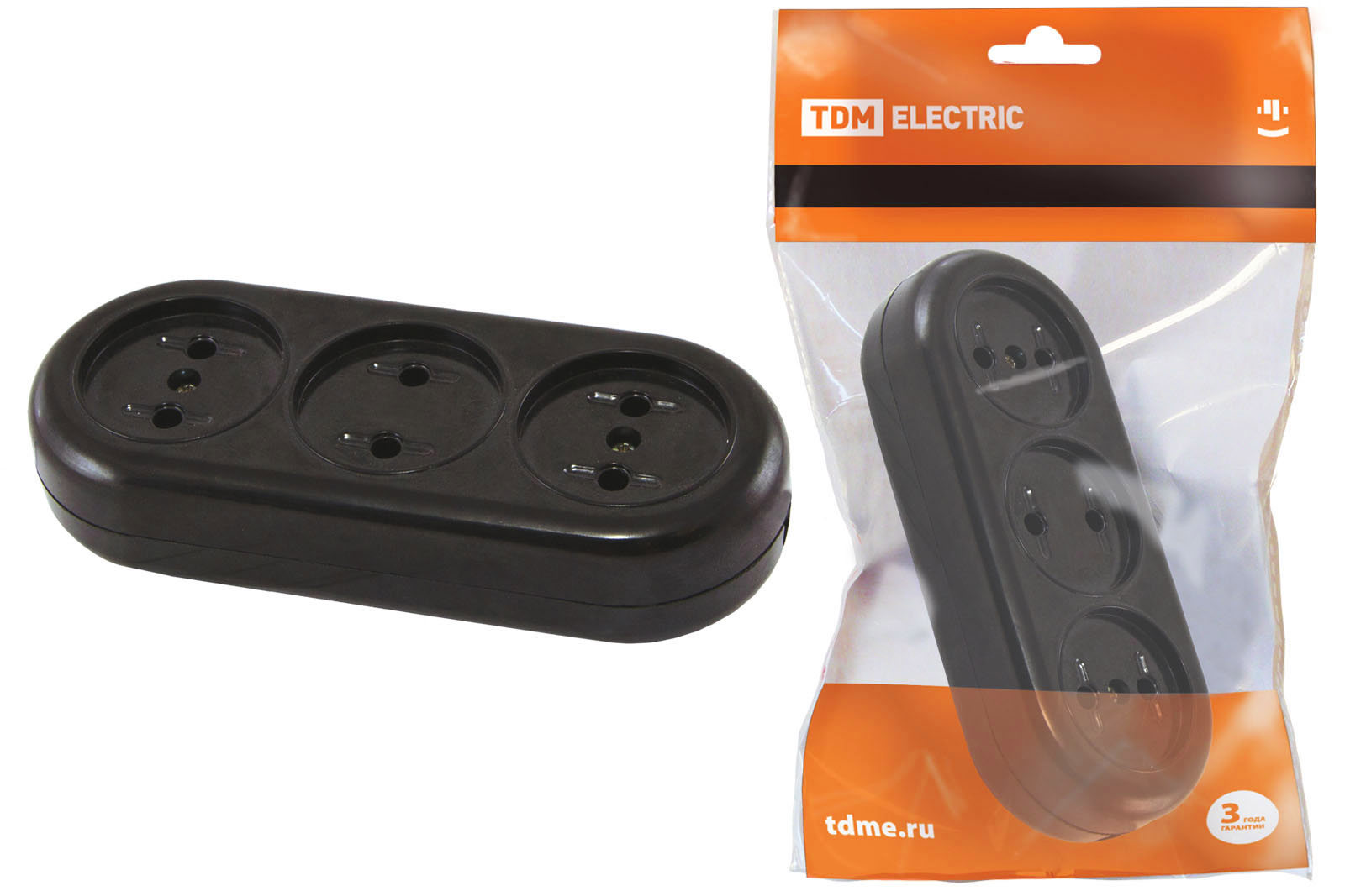 Изображение товара Колодка с защитой без кабеля Tdm electric SQ1806-0104 3 розетки