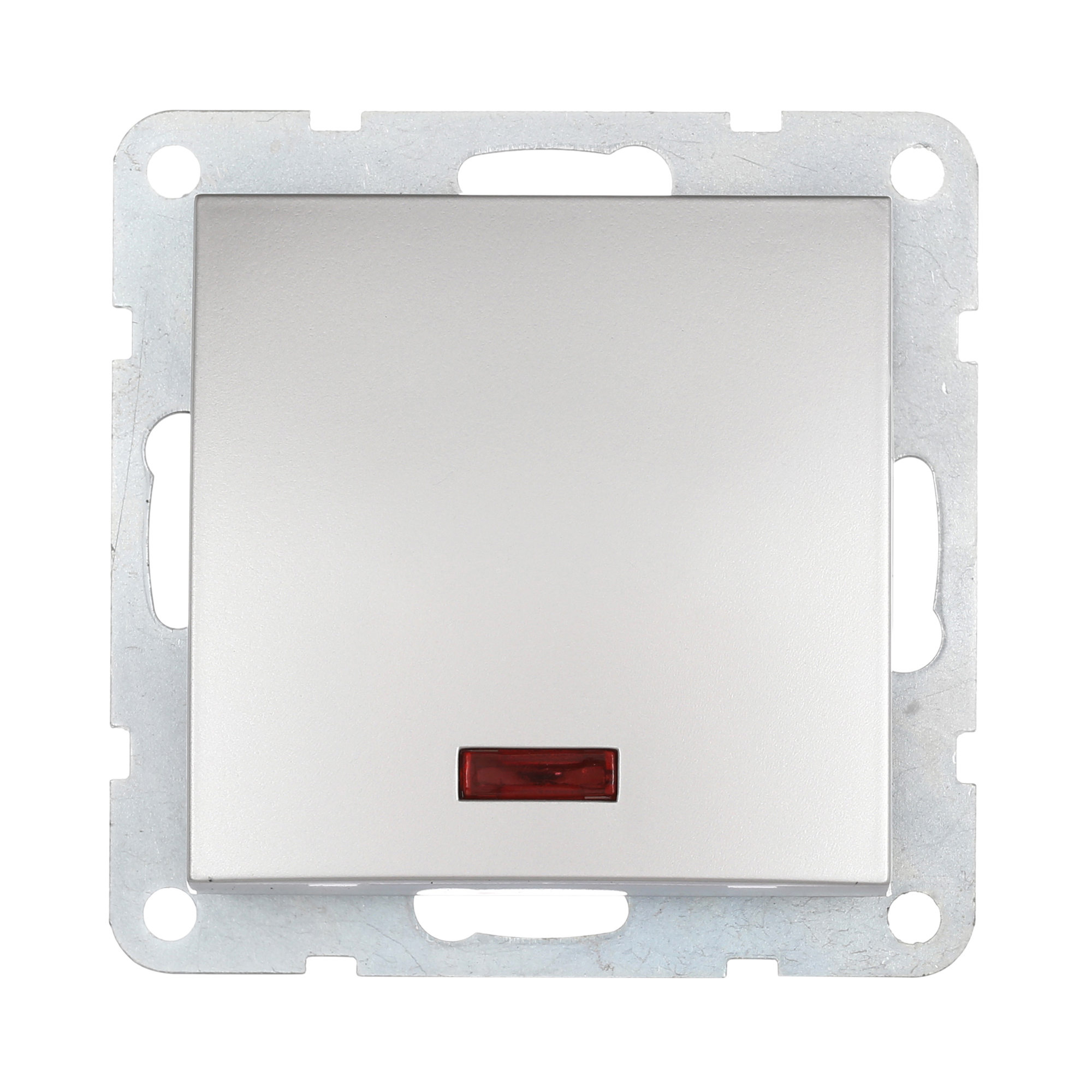 Изображение товара Выключатель встраиваемый LK60 860203-1 с индикатором 1 клавиша серебристый металлик