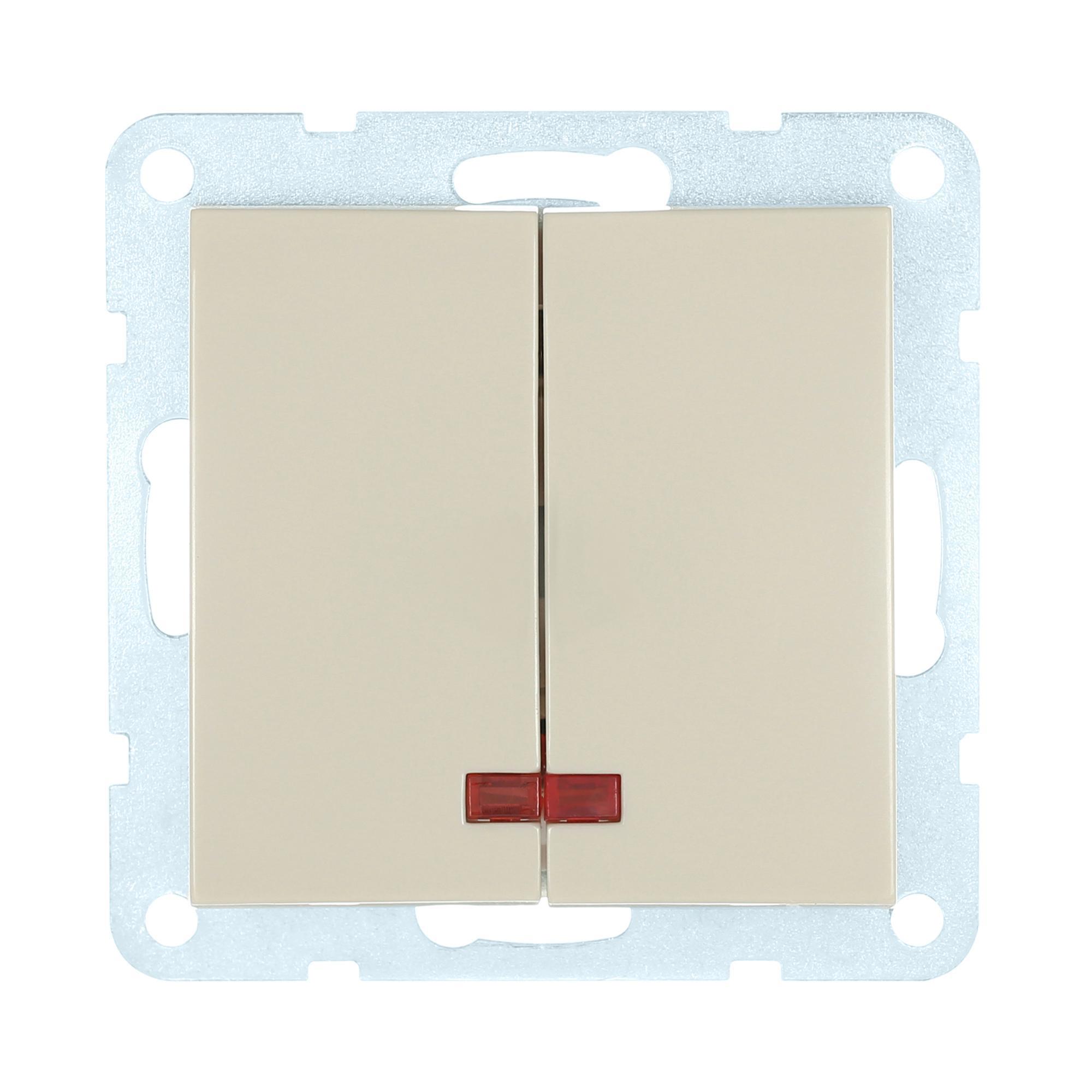 Изображение товара Выключатель встраиваемый LK studio LK60 861201-1 с индикатором и двумя клавишами