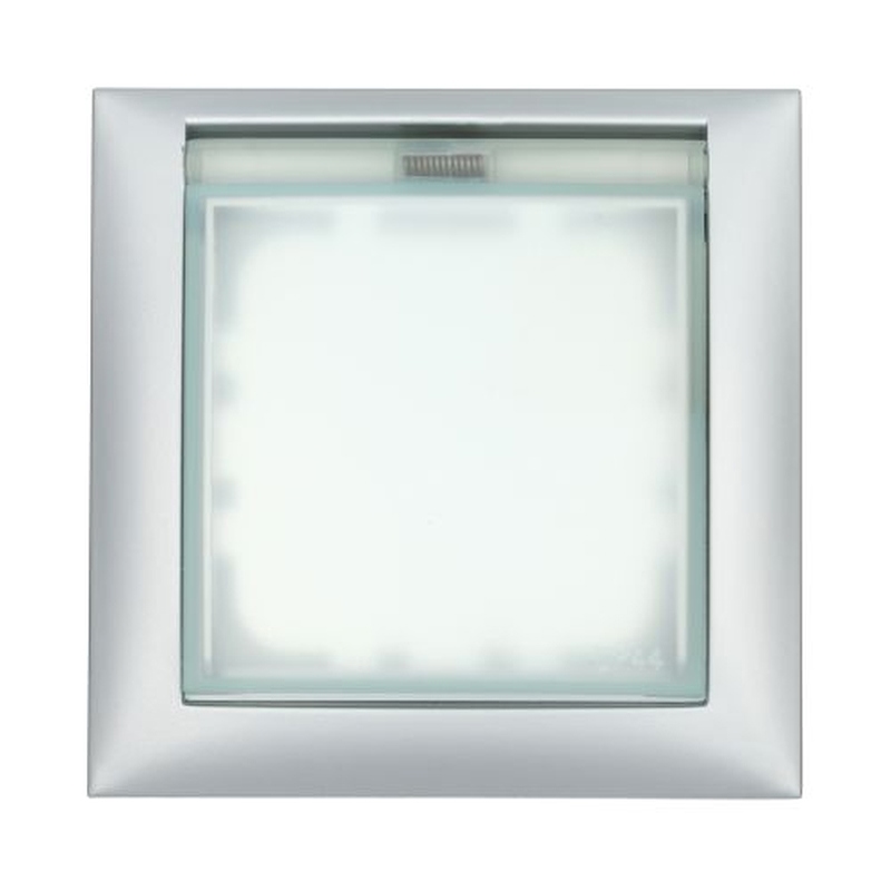 Изображение товара LK STUDIO Рамка для розеток и выключателей 1 пост защитная с крышкой серебристый металлик