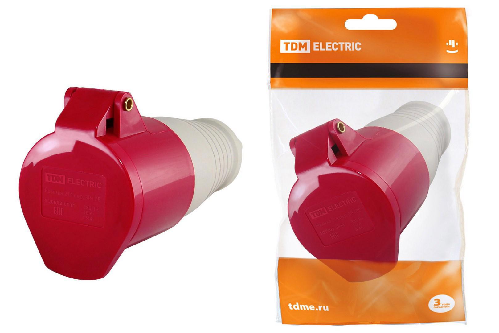 Изображение товара Розетка 214 переносная TDM Electric 3Р+РЕ 16А 380В IP44