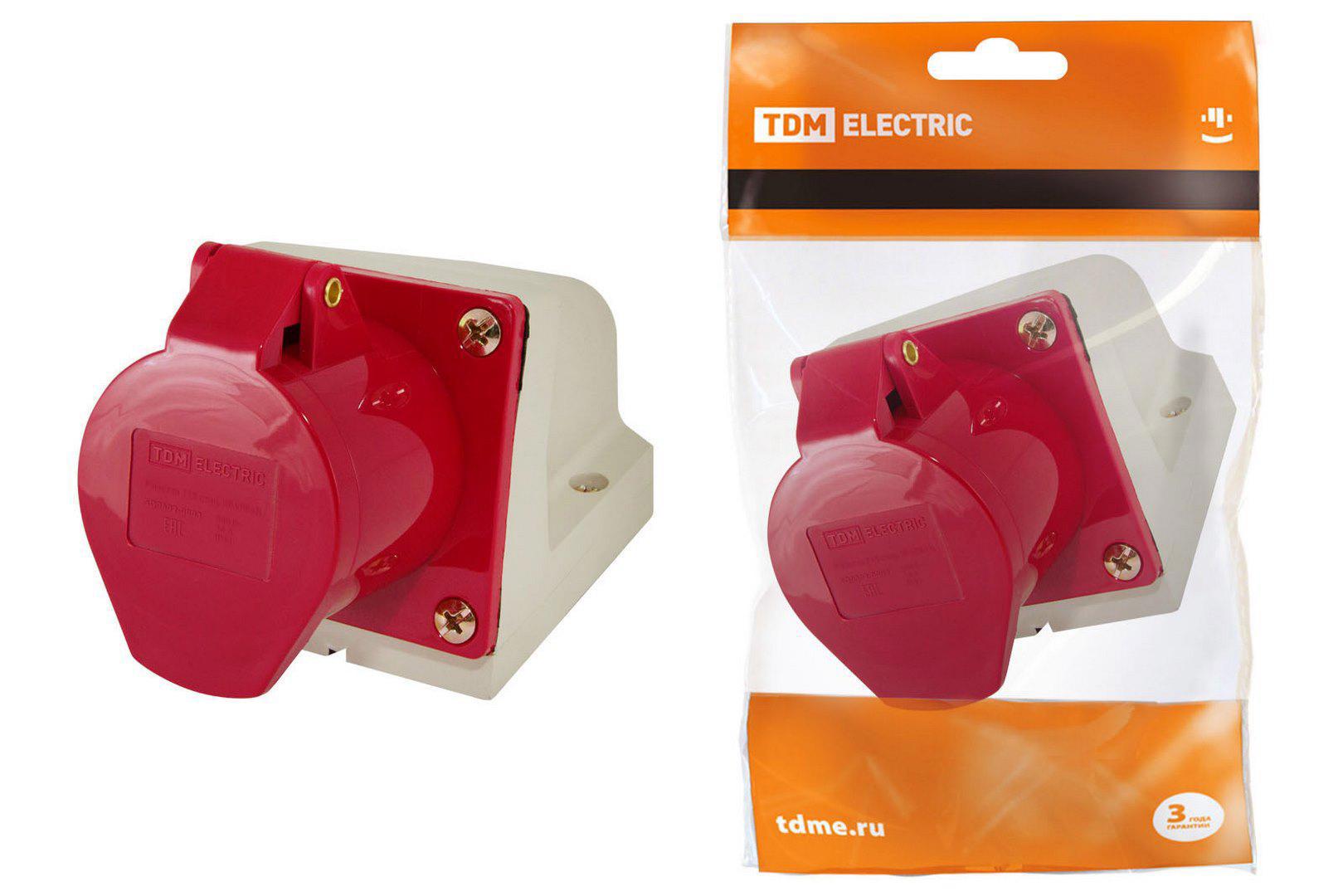 Изображение товара Розетка 115 стационарная TDM Electric 3Р+РЕ+N 16А 380В IP44
